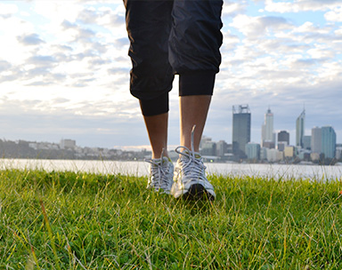 Person exercising in a park in Perth